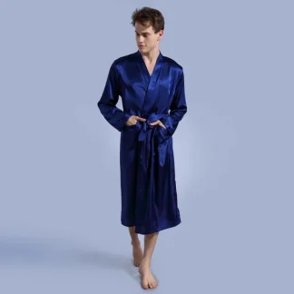 Waist Tie V-neck Shiny Robes